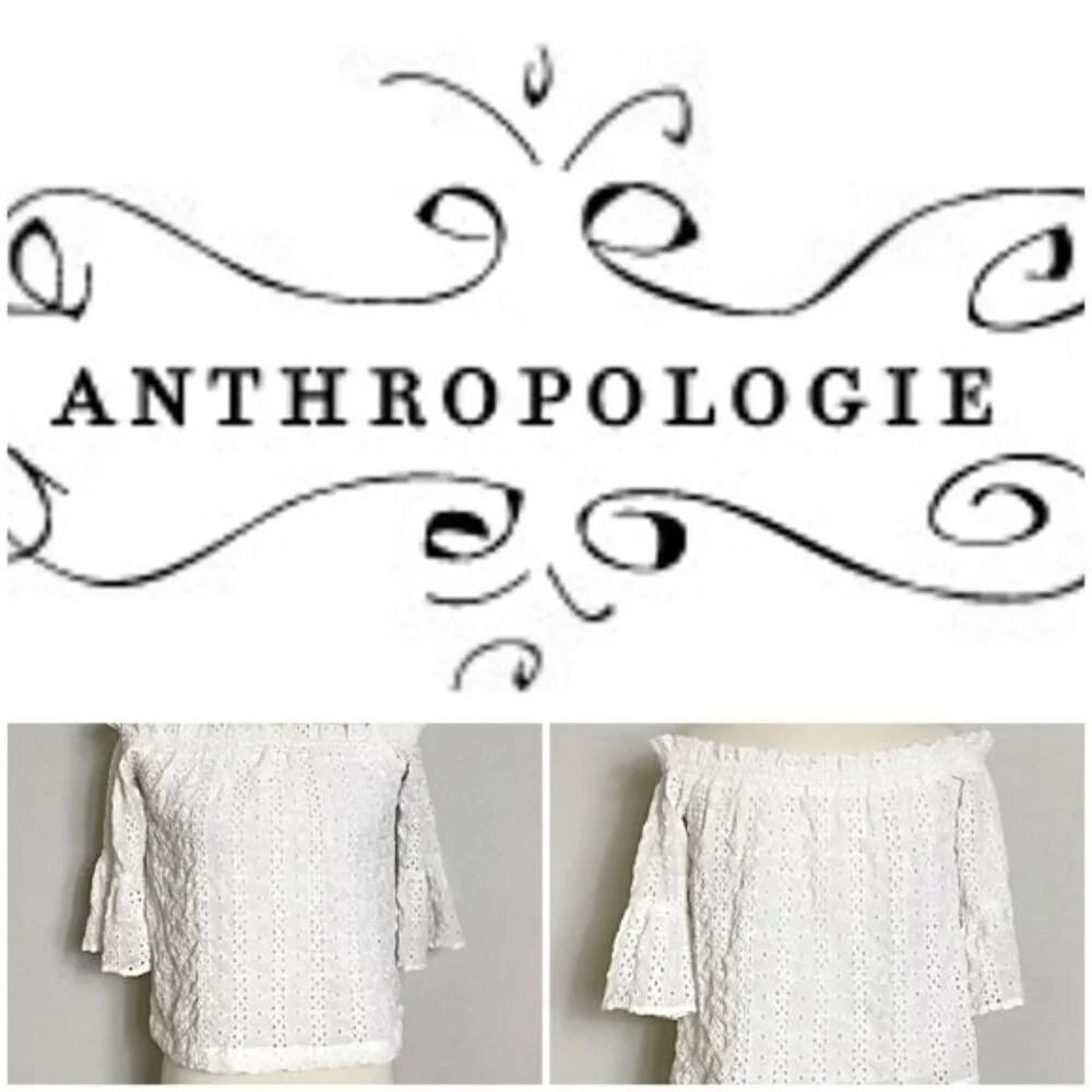 Anthropologie ✦ Floreat Angelique Blouse ✦ Off-Shoulder Eyelet ✦ White Cotton XS - Picture 6 of 6
